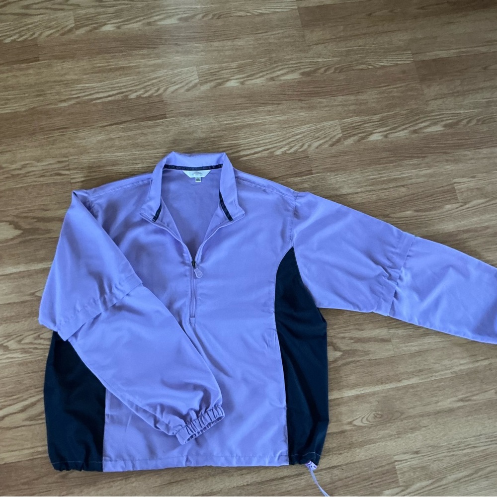Lavender and Black Women's half zip windbreaker activewear pullover - Picture 6 of 8